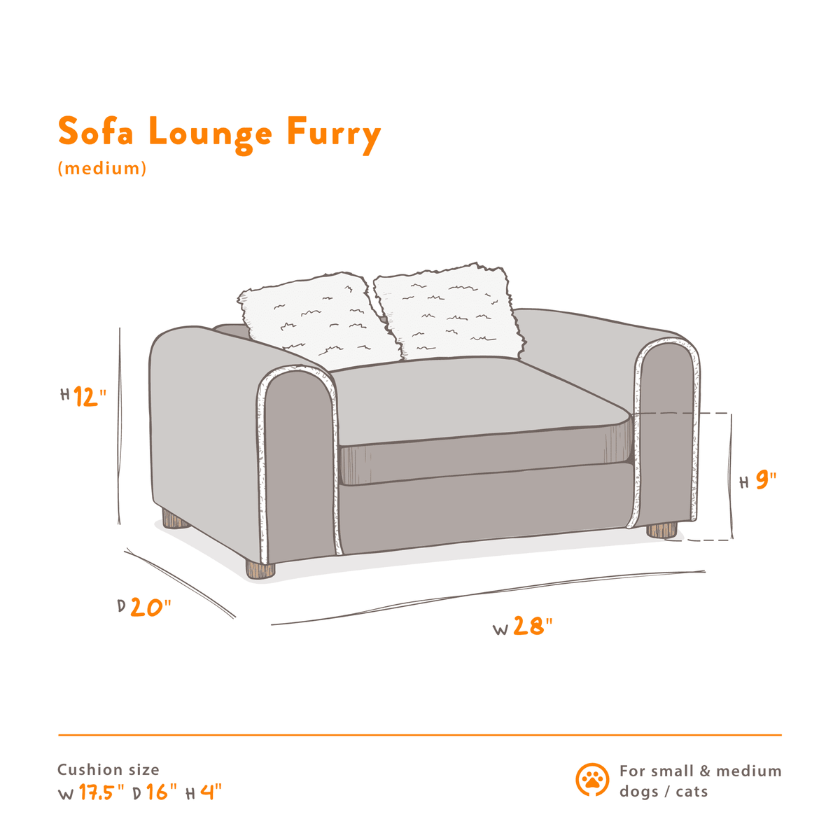 Charcoal Medium Pet Sofa Lounge N76826