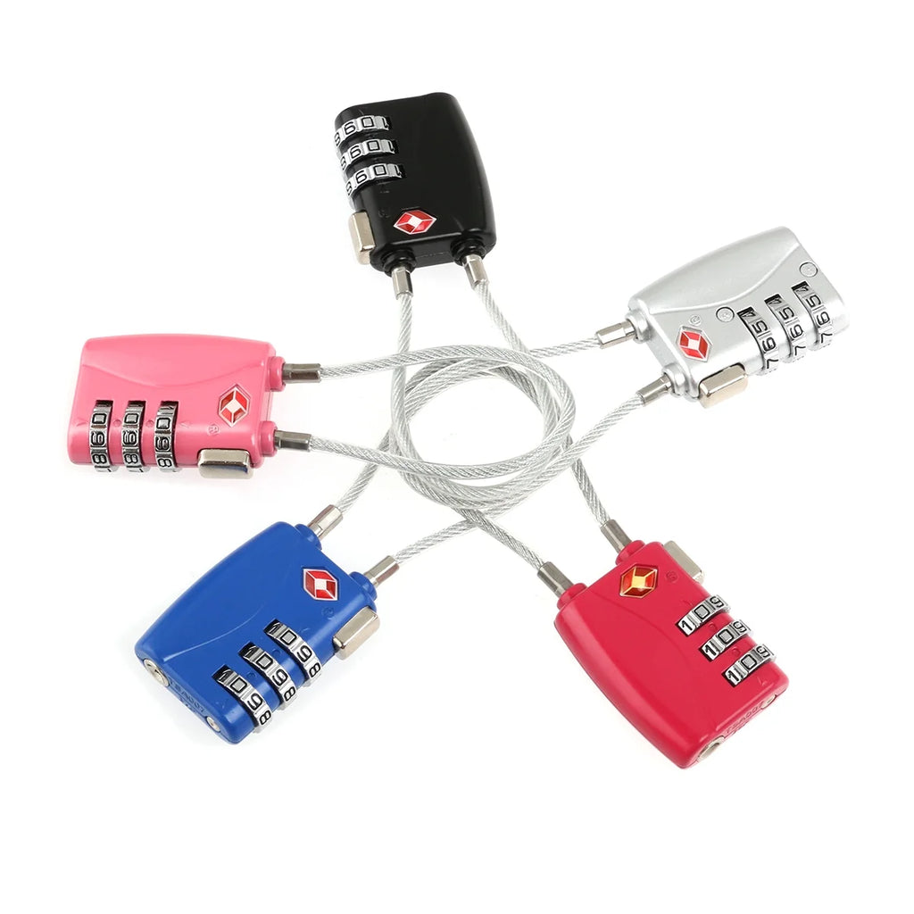 4pcs TSA Approved Cable Luggage Lock Padlock (Black) Y650420