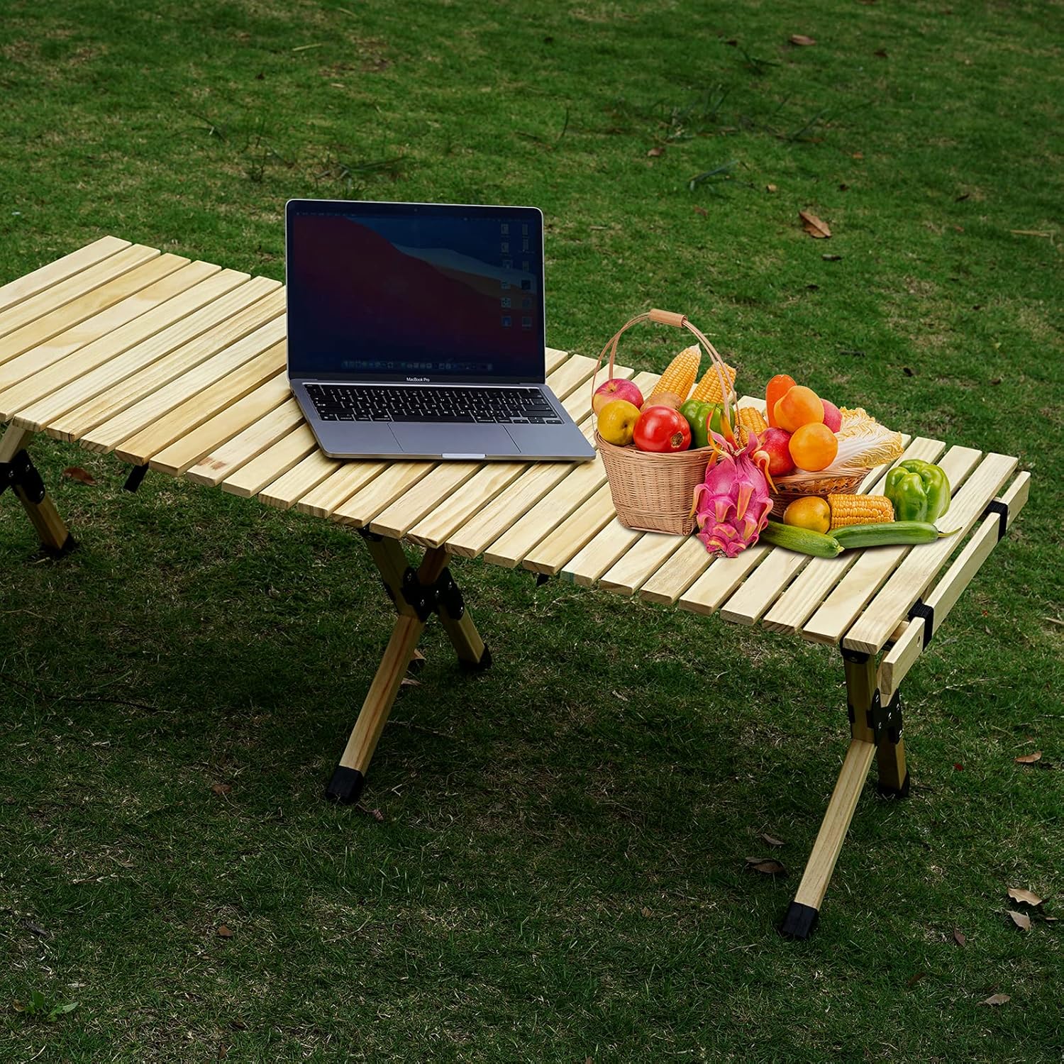 Portable Folding Wooden Camping Table with Carry Bag F75728