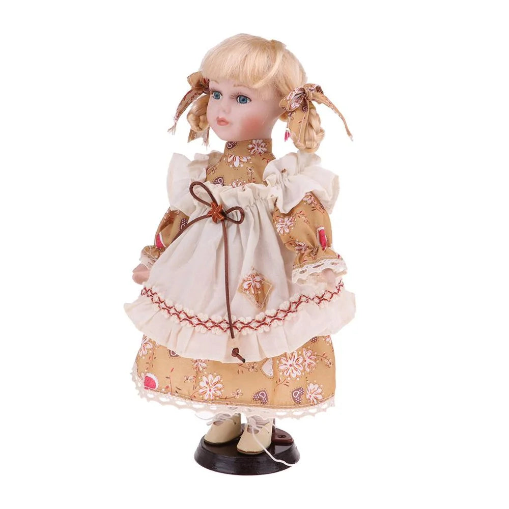 30cm Porcelain Doll Figure with Stand O66501