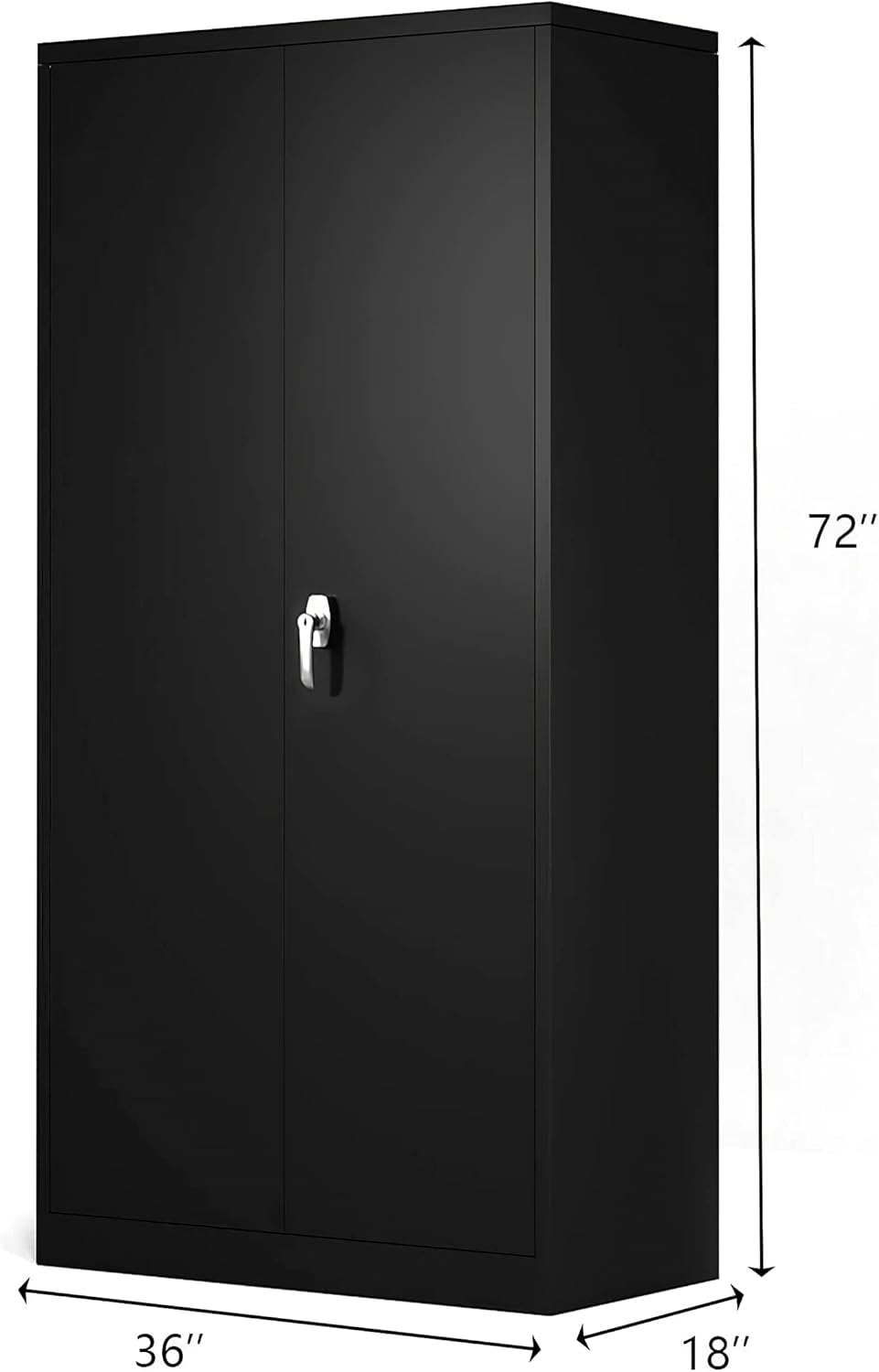 Large Space Steel Storage Cabinet with 4 Adjustable Shelves and Lock 2 Doors X476