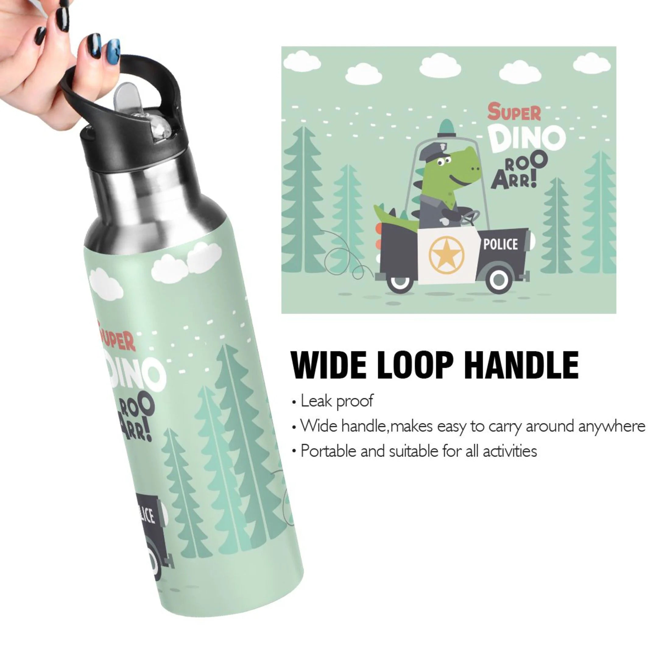 Stainless Steel Water Bottle with Straw Lid Vacuum Insulated 20 OZ I636503