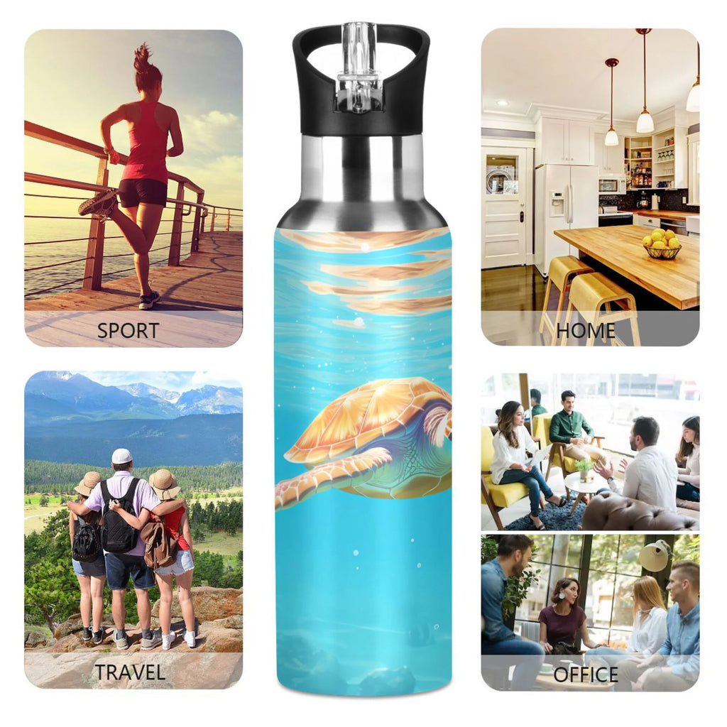 Insulated Stainless Steel Water Bottle with Straw Lid, 20 oz X329379