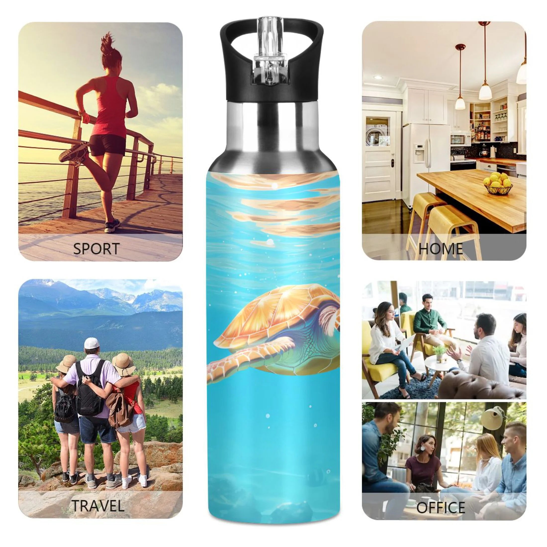 Insulated Stainless Steel Water Bottle with Straw Lid, 20 oz X329379