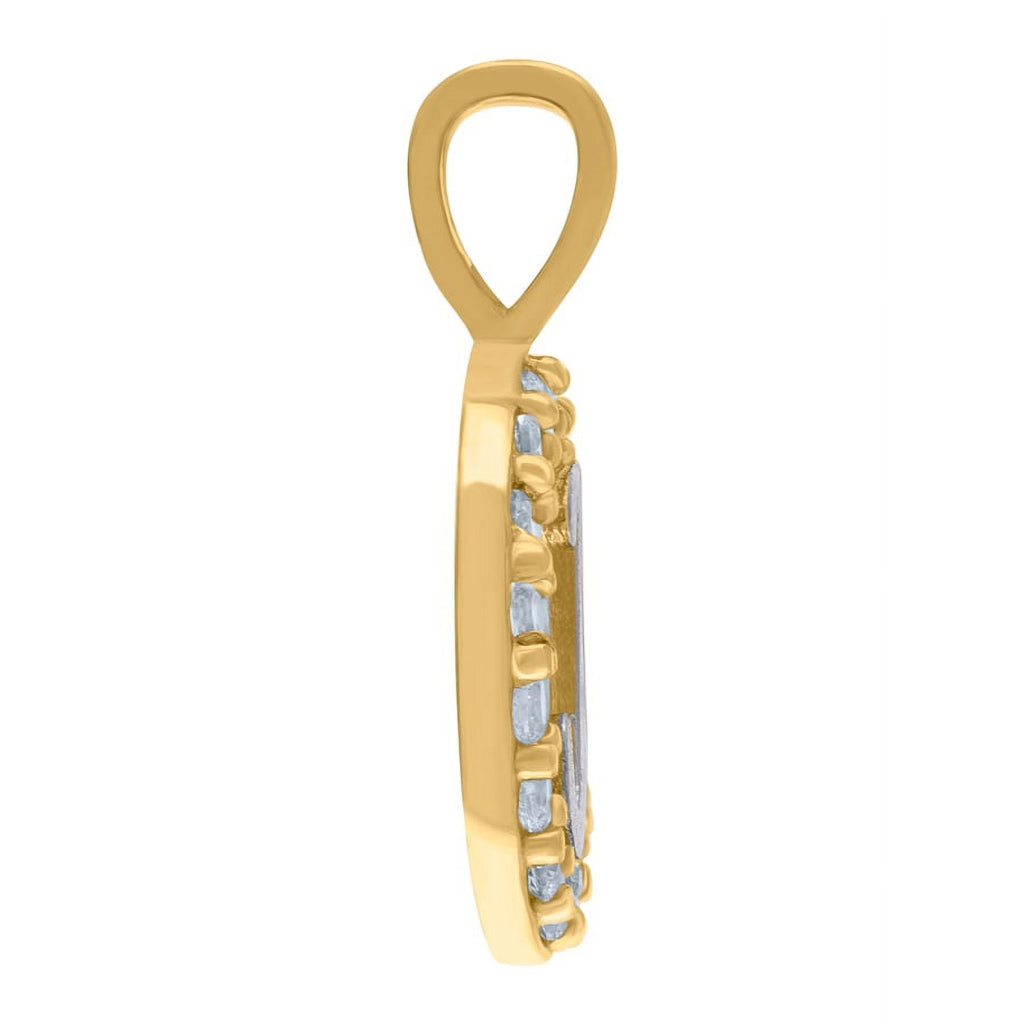 10k Two Tone Gold CZ Initial J Pendant Necklace S299117