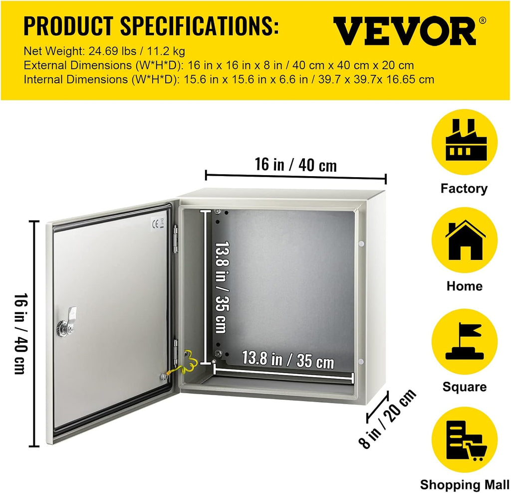 16 x 16 x 8'' NEMA 4X Steel Electrical Box with Mounting Plate T915097