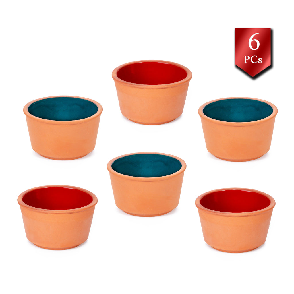 Set of 6 Terracotta Clay Serving Bowls N840129