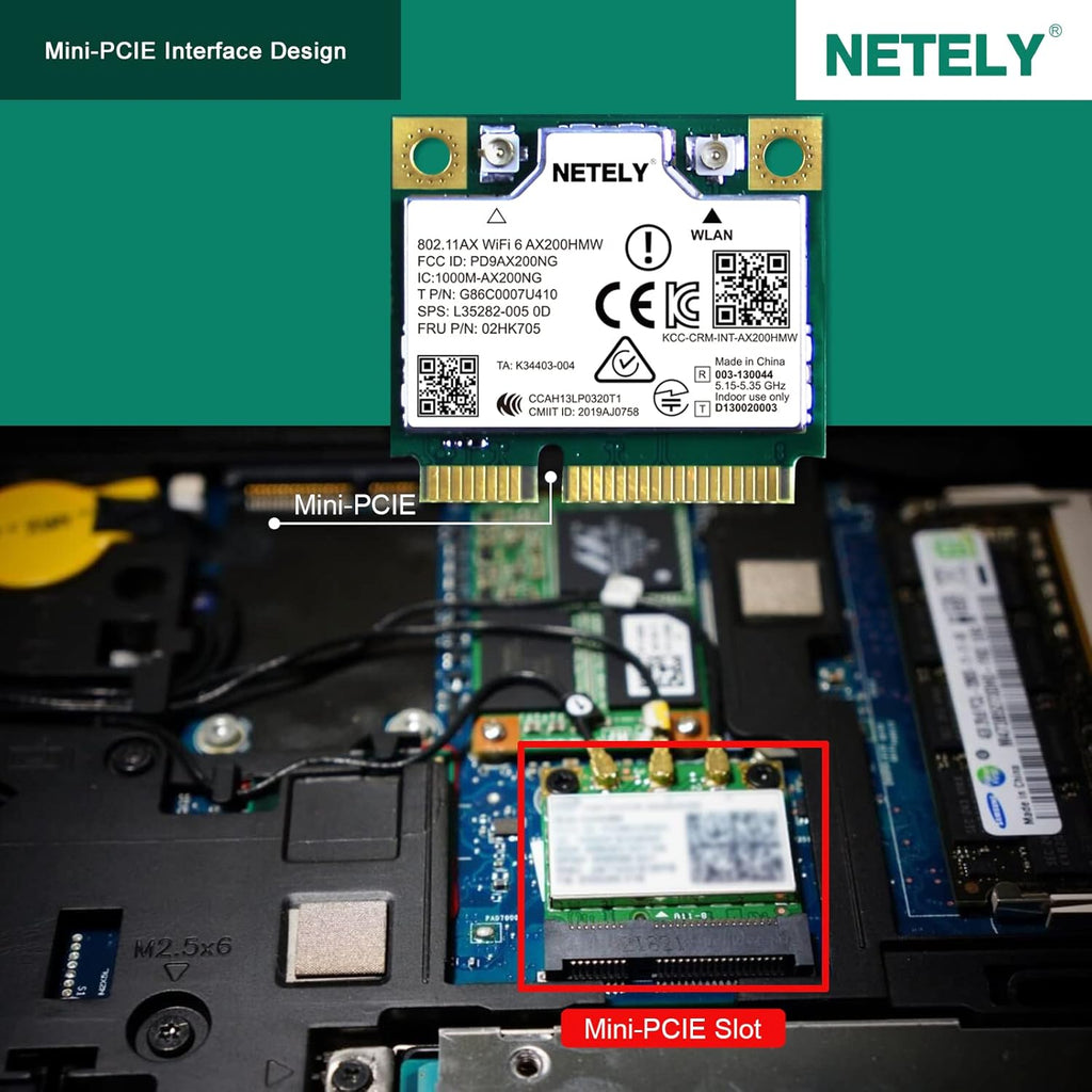 WiFi 6 AX200HMW Mini-PCIE Interface WiFi Adapter 3000Mbps Pack of 2 Q84947