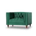 Dark Green Tufted Velvet Armchair O252