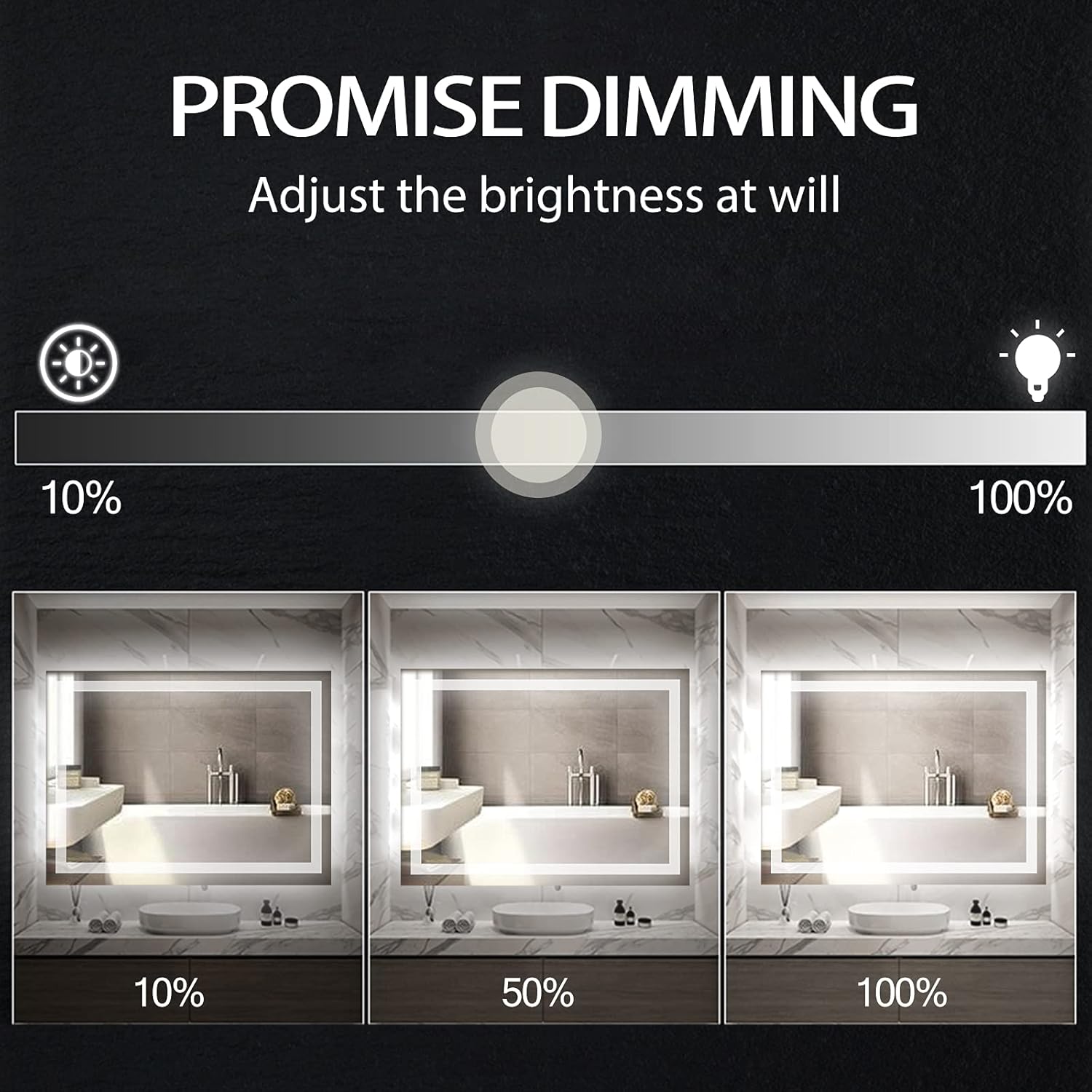 Wall Mounted LED Bathroom Mirror with Anti-Fog, Dimmable M313
