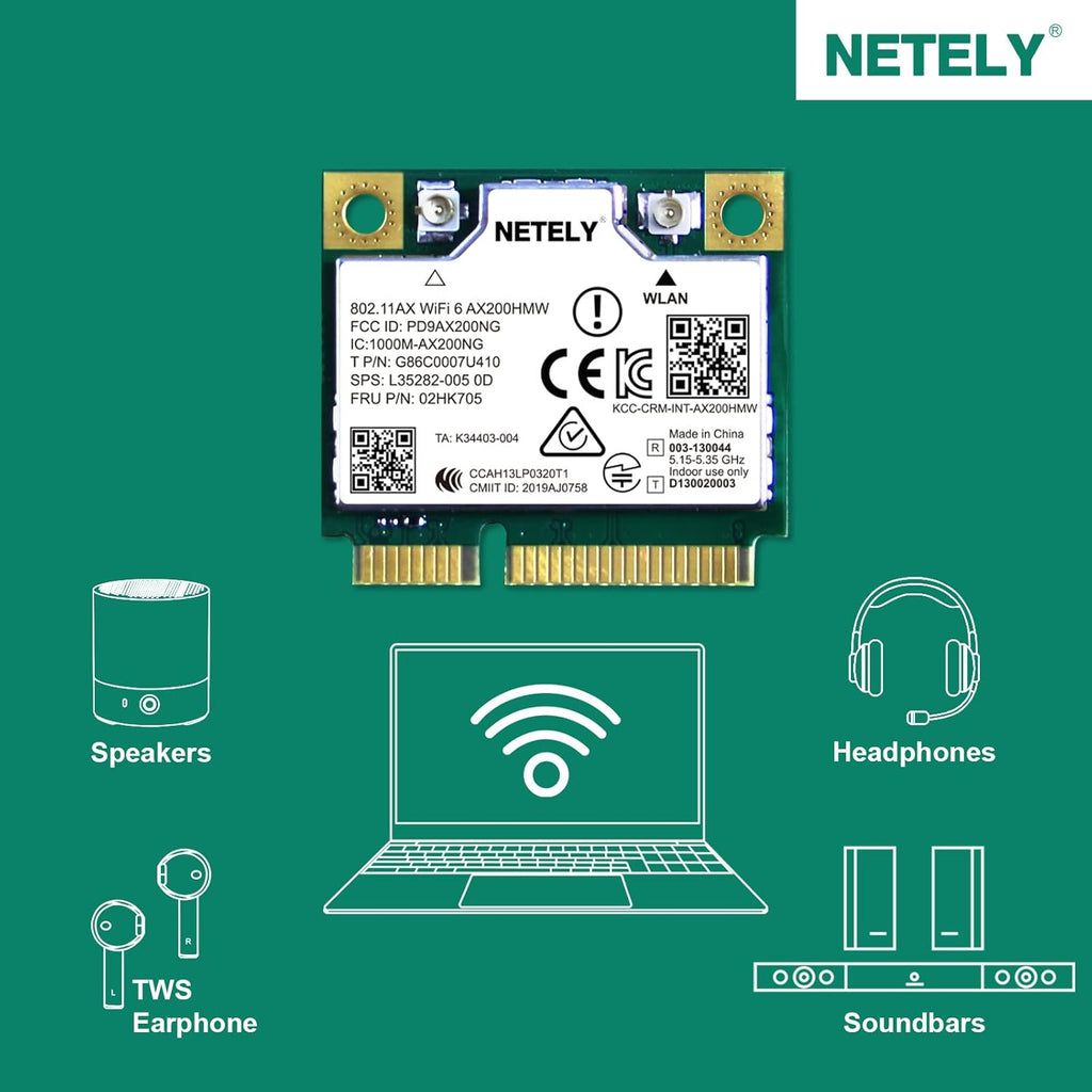 WiFi 6 AX200HMW Mini-PCIE Interface WiFi Adapter 3000Mbps Pack of 2 Q84947