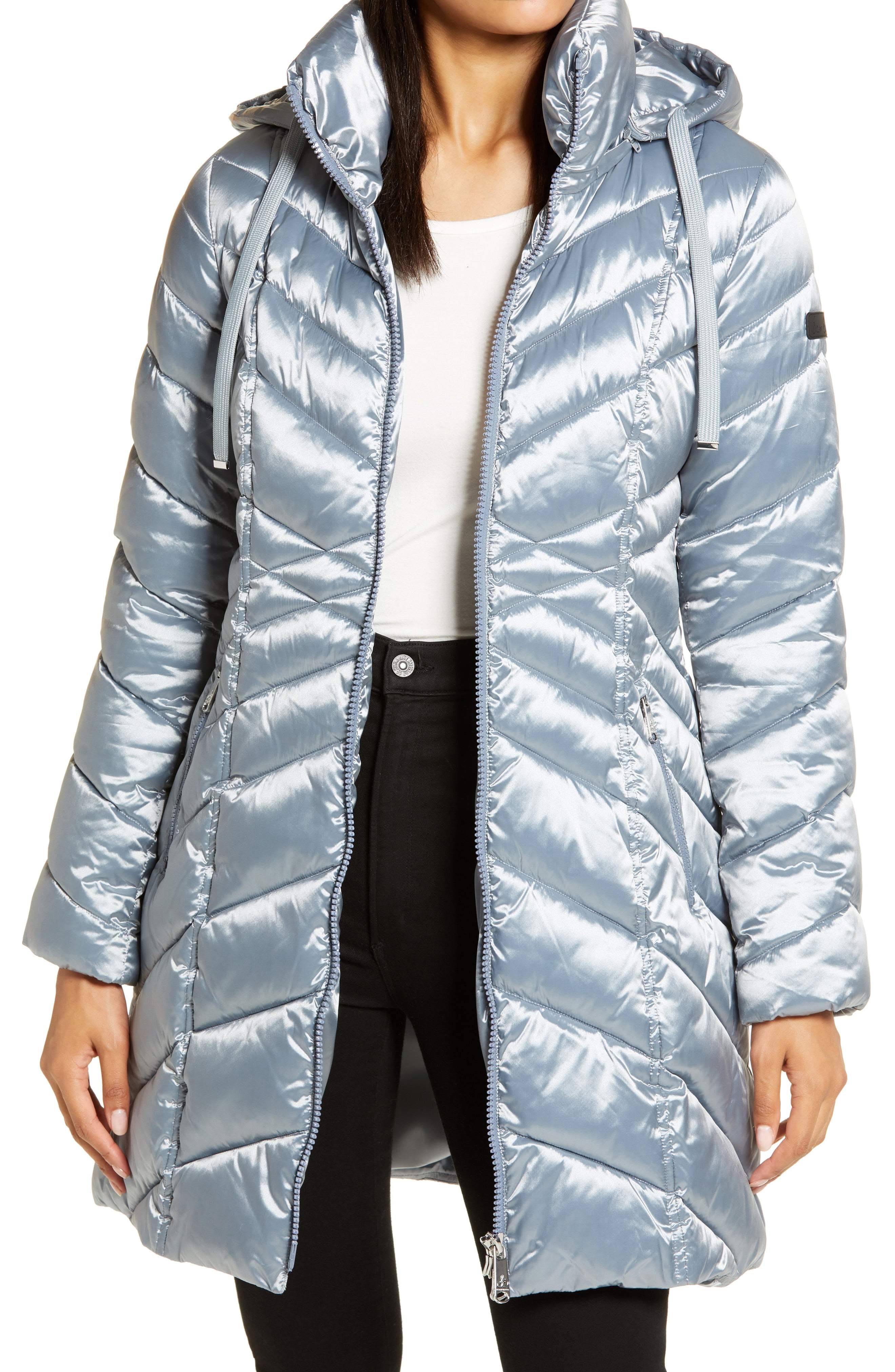 Grey Hooded Puffer Coat I442876