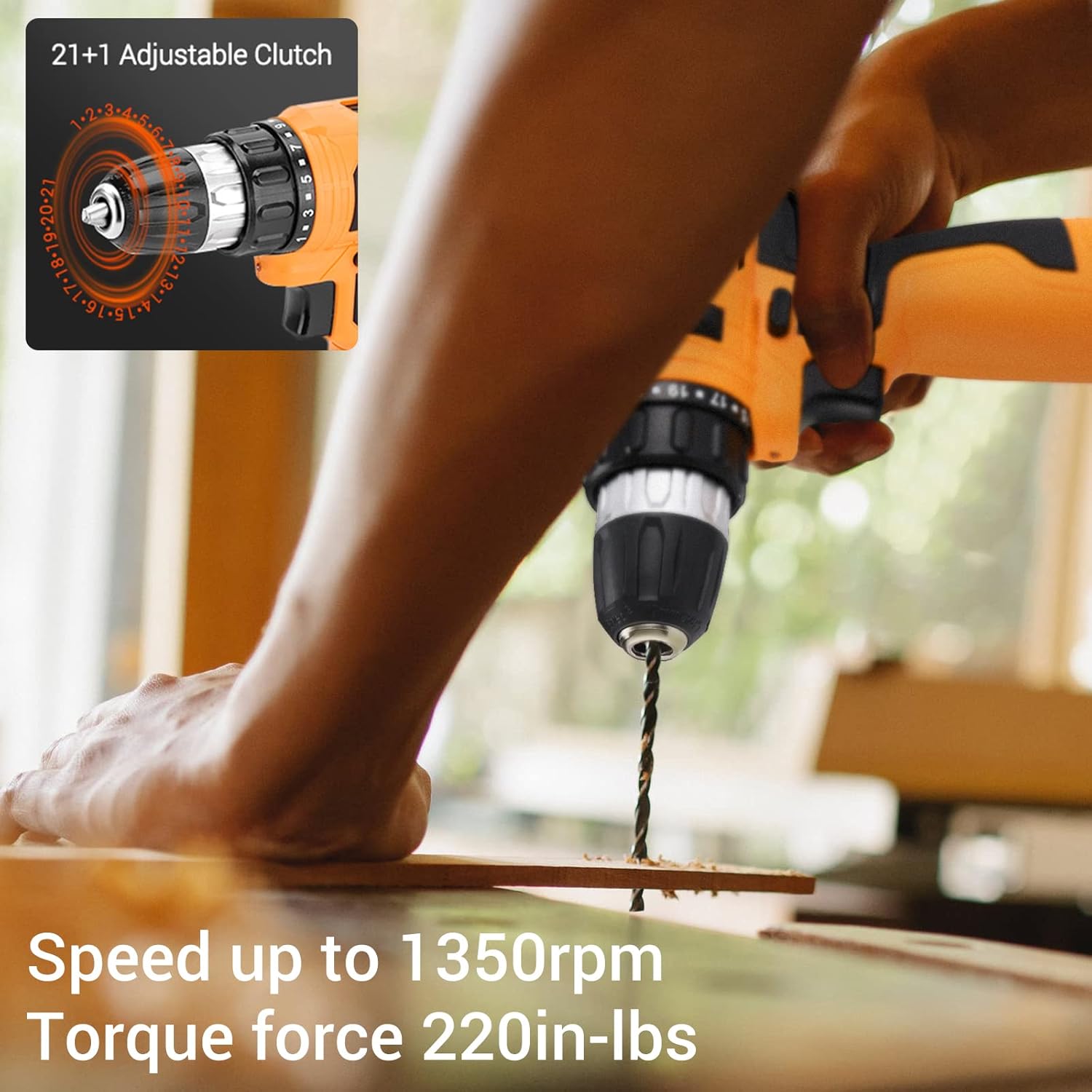 12V Cordless Brushless Ratchet Wrench & Drill, 3/8" 40Ft-lbs Torque 400 RPM, 21+1 Metal Drill, 2 Batteries Power Tool Set M842302