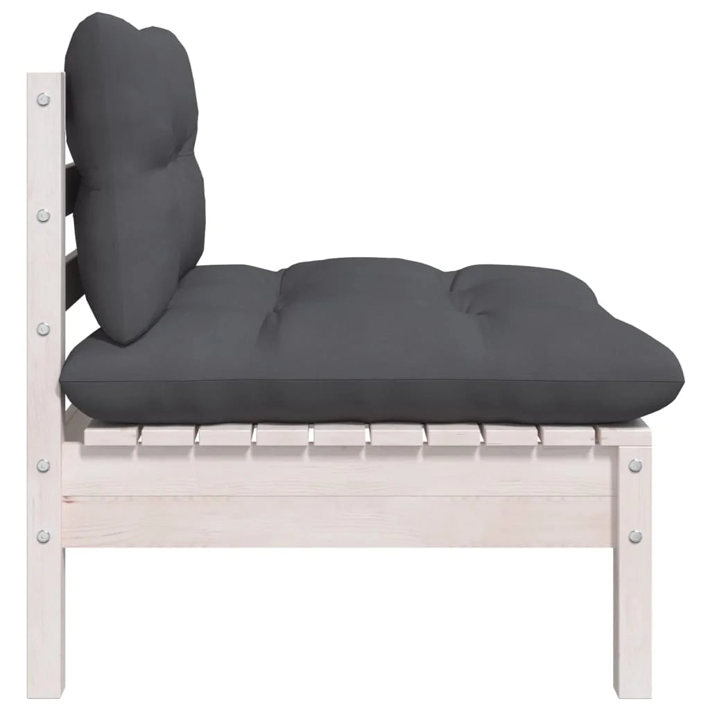 White Solid Pinewood Patio Sofa with Cushions K636