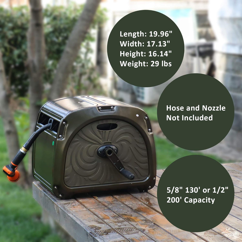Metal Hose Reel Box with Crank Handle, 150ft Capacity J90634