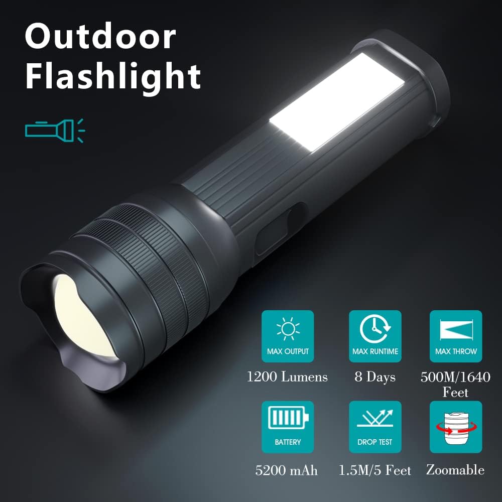Rechargeable Tactical Flashlight with 5200mAh Battery O721383