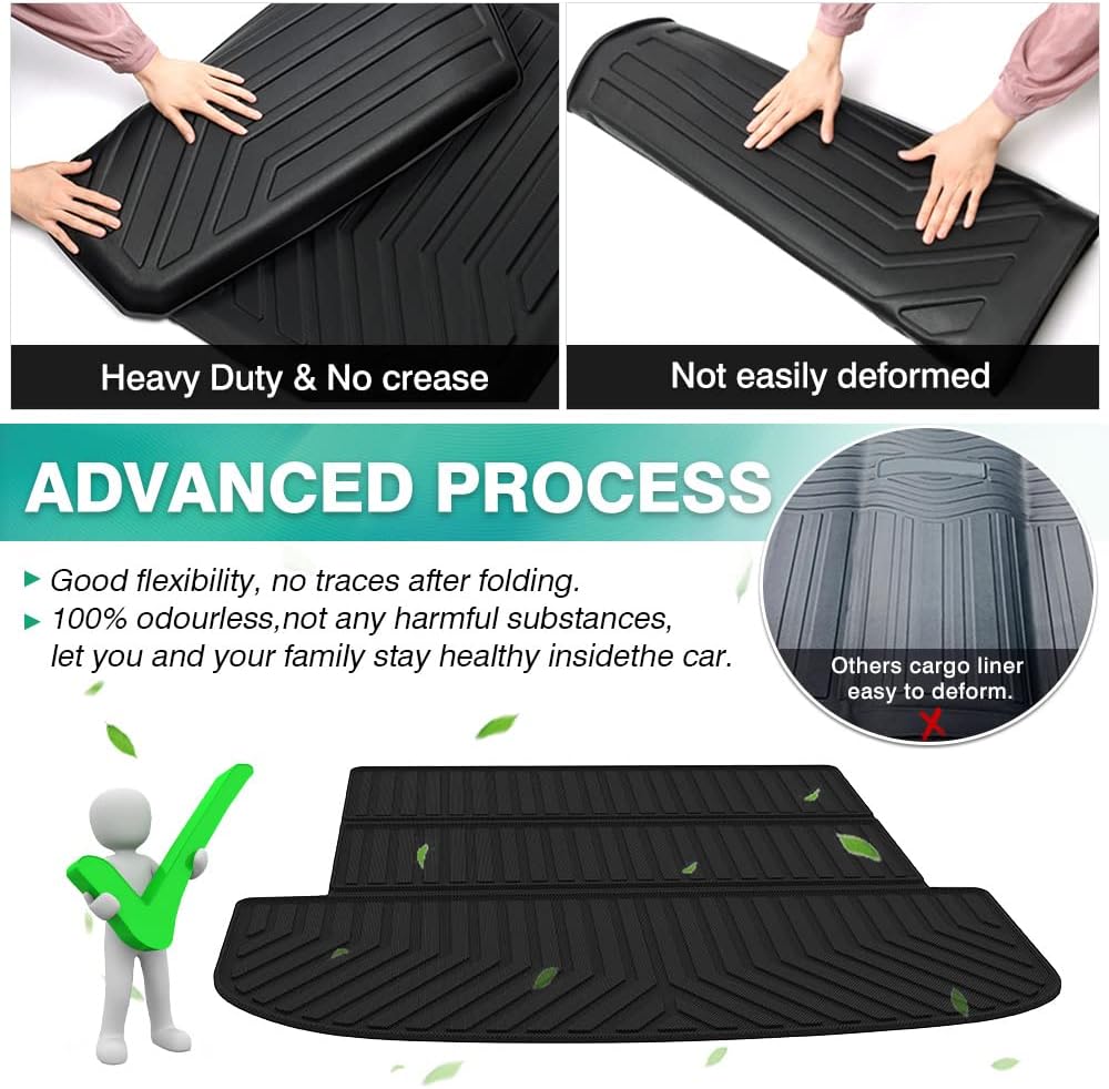 Cargo Liner for 2020 2021 2022 Hyundai Palisade, All Weather Rear Trunk Floor Mat, Pack of 2 X116069