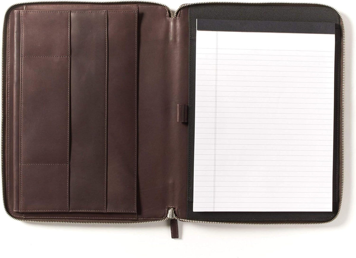Cognac Zippered Portfolio with Interior Tablet Pocket U2491