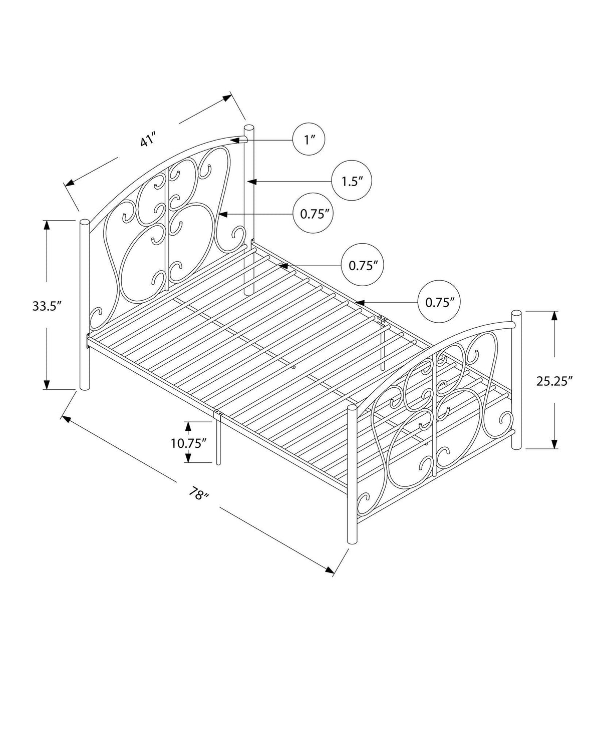 White Metal Twin Size Bed R752
