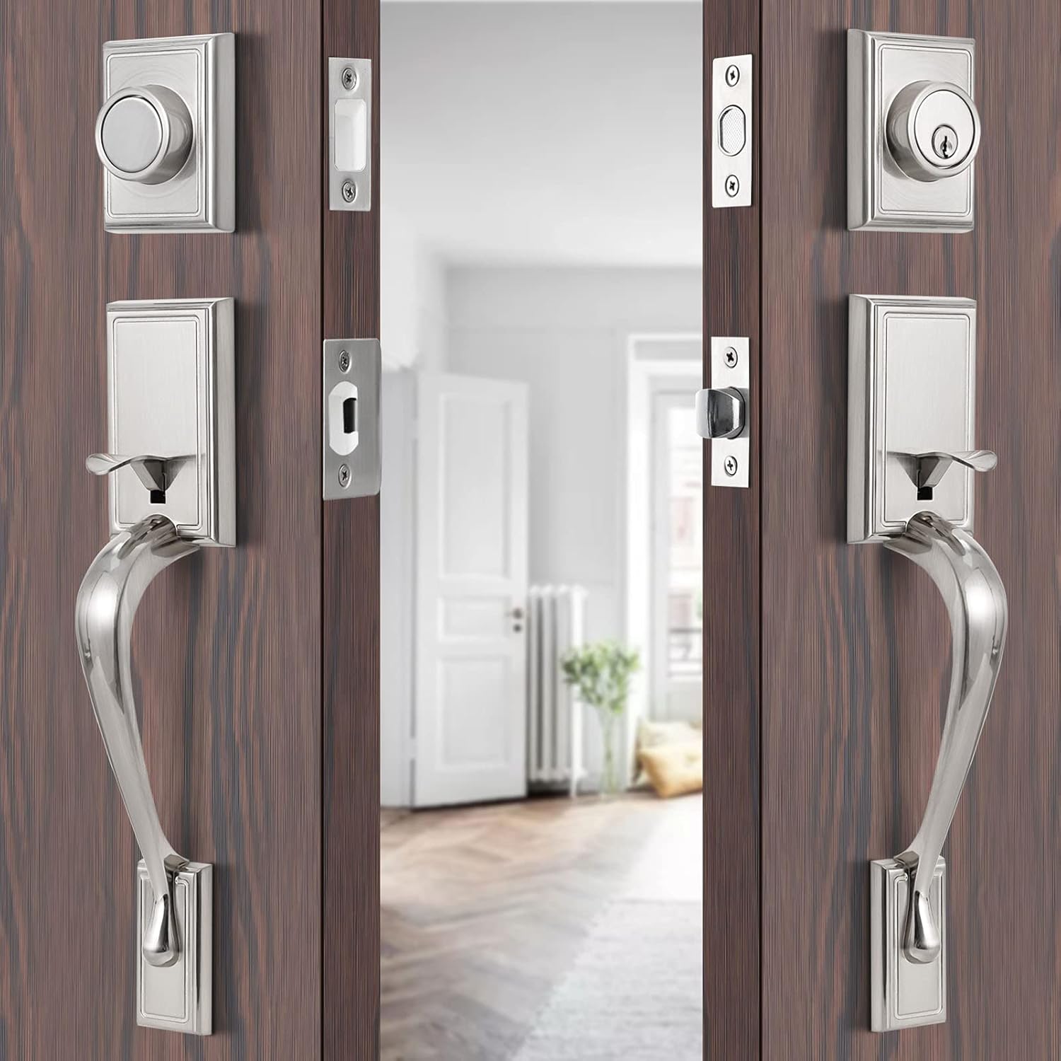 Matte Black Front Door Lock Set with Deadbolt and Knob, Pack of 2 A9286