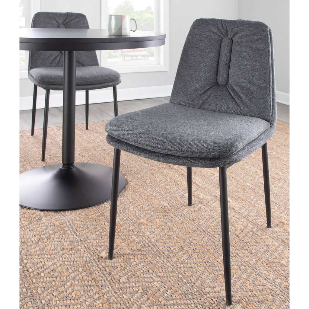 Cream Fabric and Black Steel Dining Chair Set of 2 W837006