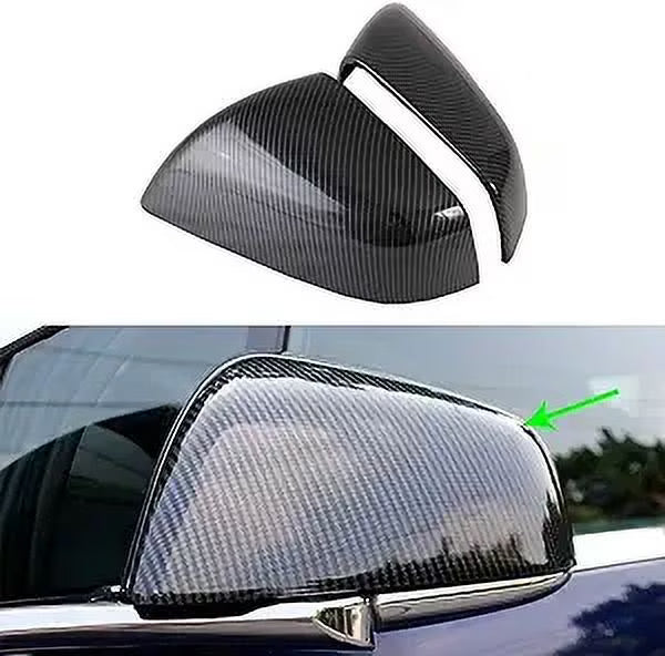 2 Pieces Real Carbon Fiber Rearview Mirror Cover Cap I4411
