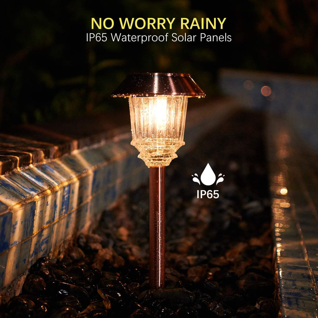 4 Pack Solar Pathway Lights Outdoor Waterproof IP65 Warm White LED L67278
