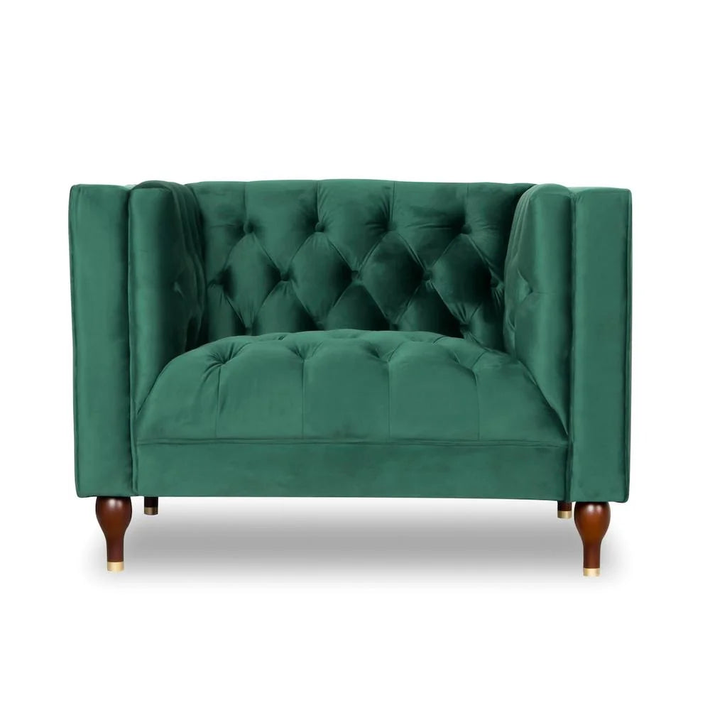 Dark Green Tufted Velvet Armchair O252