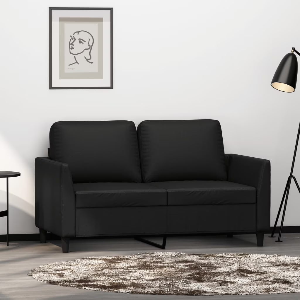 Black Faux Leather 2-Seater Sofa X360894