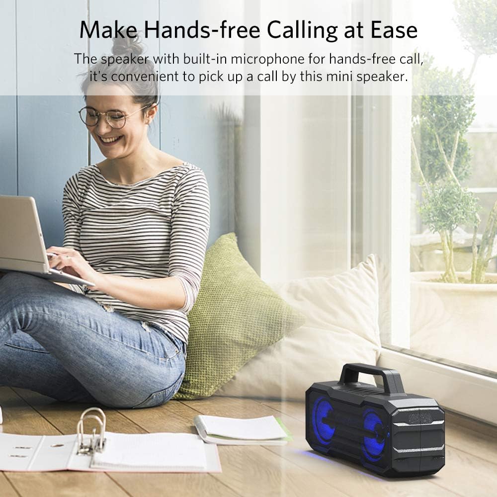 IPX6 Waterproof Portable Wireless Speaker with Built-in Microphone Y514663