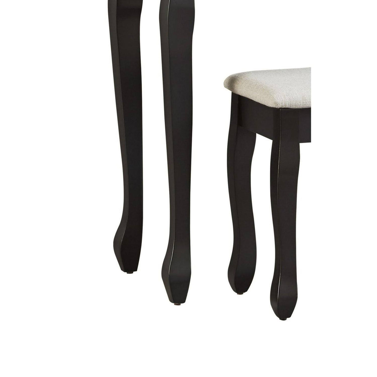 Black Wooden Vanity Set with Cabriole Legs W554014