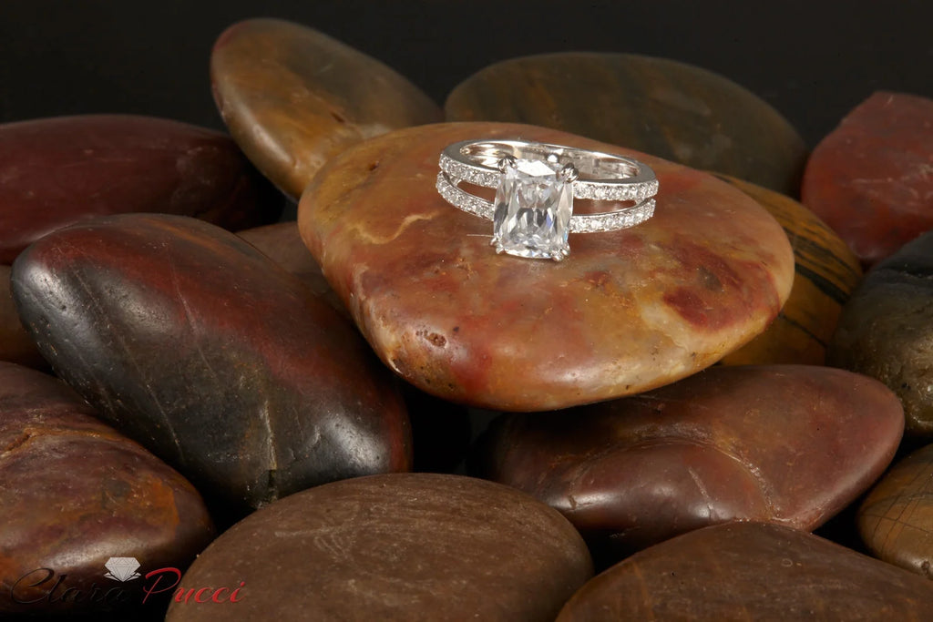14K White Gold Cushion Cut Cultured Diamond Engagement Ring F135612