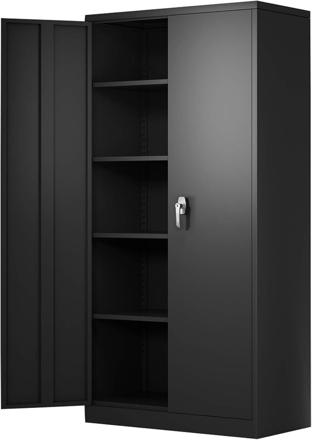 Large Space Steel Storage Cabinet with 4 Adjustable Shelves and Lock 2 Doors X476