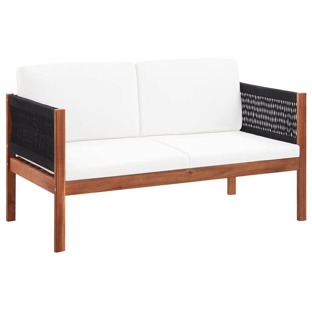 Set of 4 Cream White Cushioned Acacia Wood Outdoor Furniture Set X429250