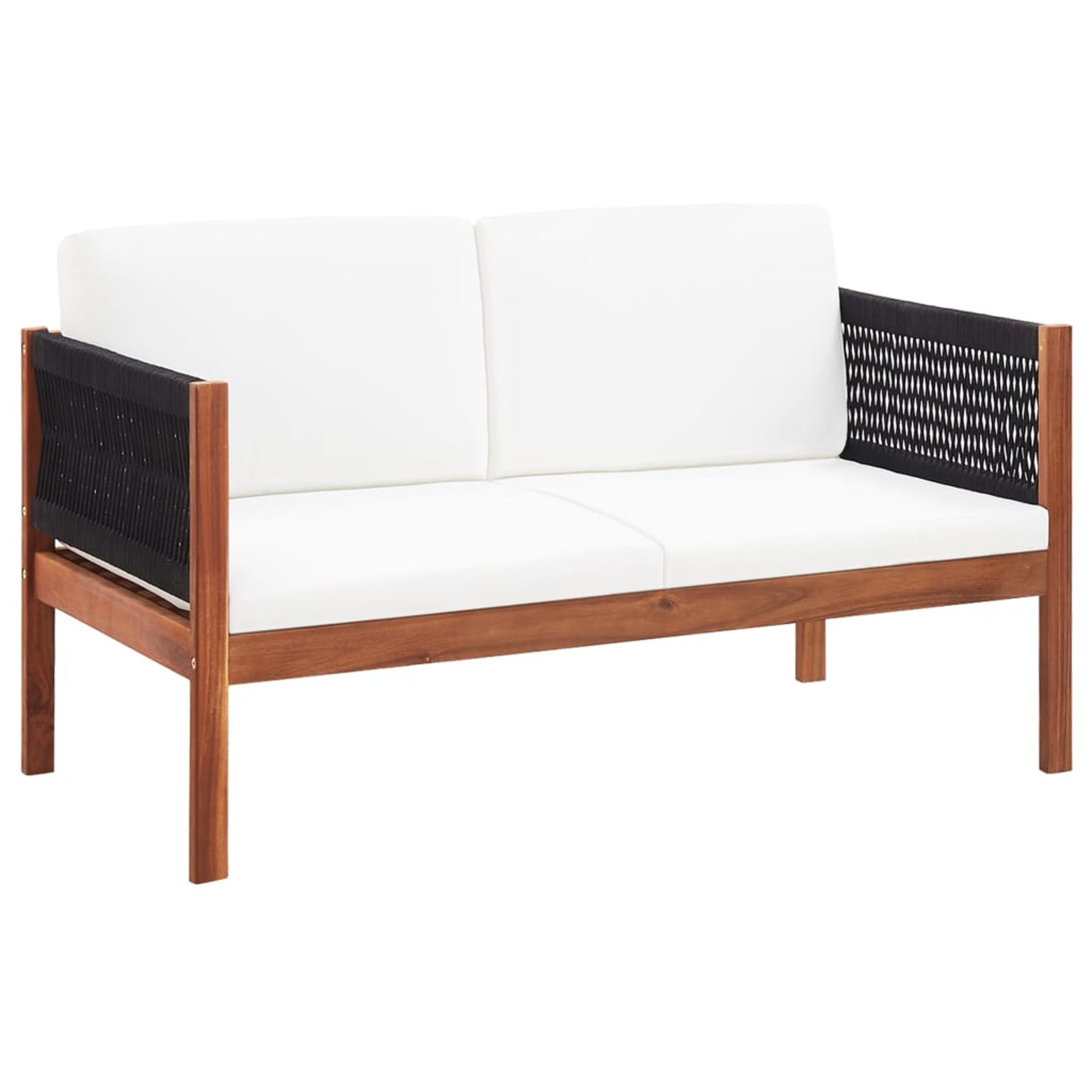 Set of 4 Cream White Cushioned Acacia Wood Outdoor Furniture Set X429250