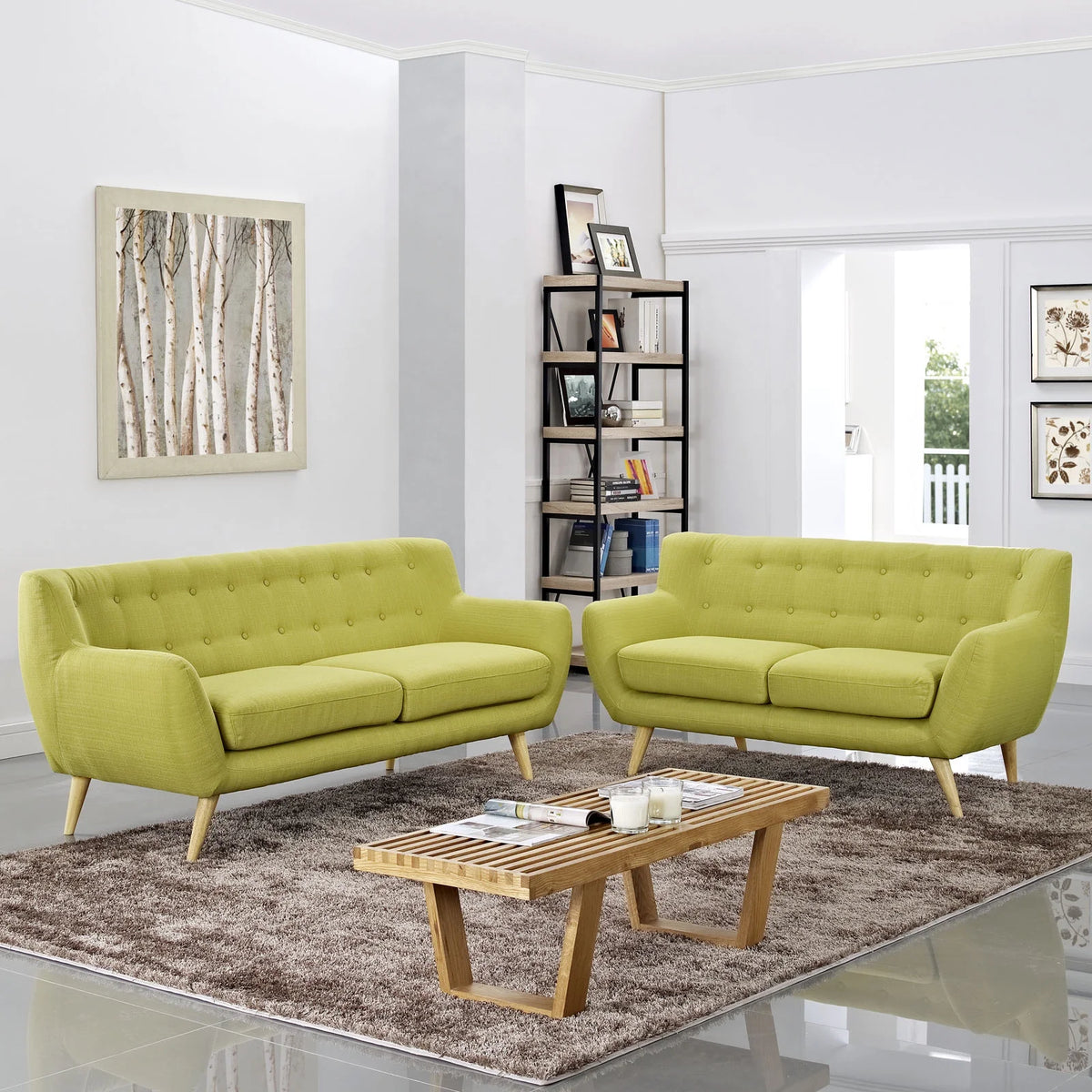 Green Fabric Two PCS Living Room Set S59870
