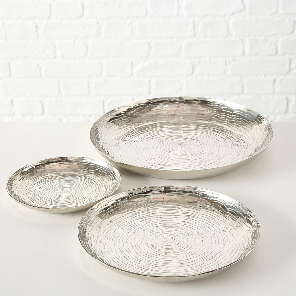 Silver Vanity Trays, Set of 3, Hand Cast Aluminum T3031
