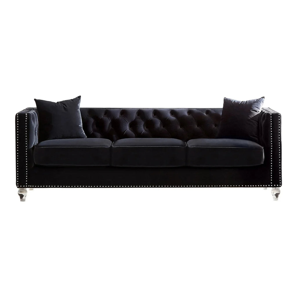 Black Velvet Tuxedo Sofa A5145