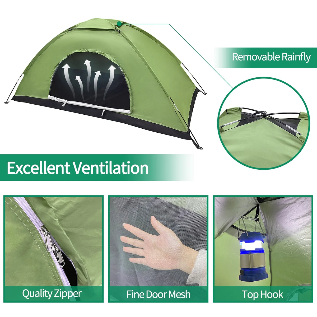 Green Lightweight Dome Camping Tent E847662