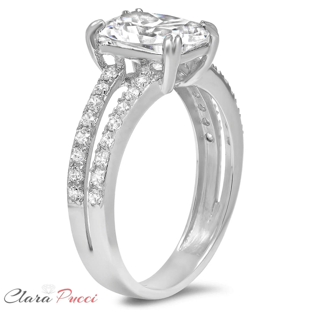 14K White Gold Cushion Cut Cultured Diamond Engagement Ring F135612