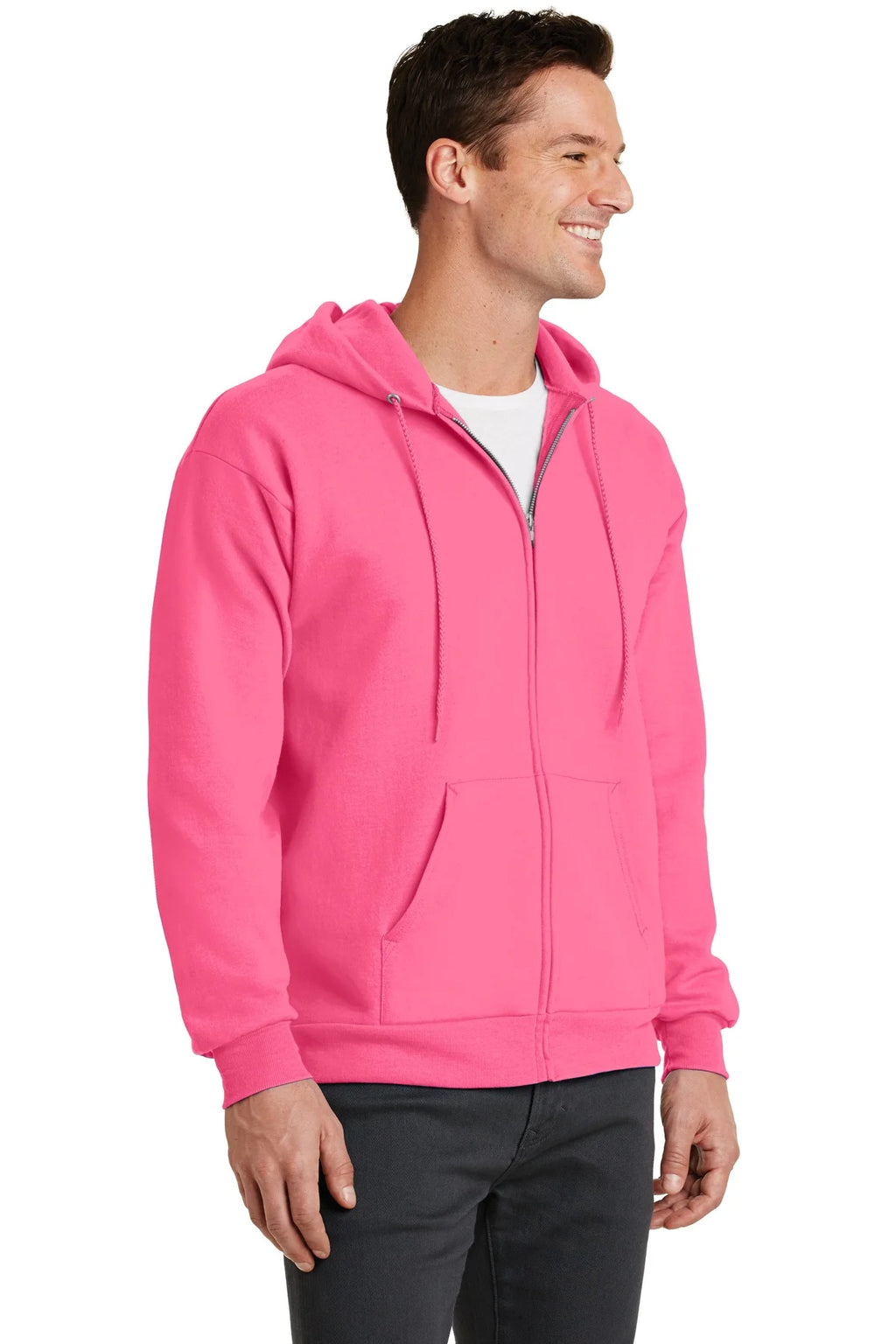 Neon Pink Full Zip Hooded Sweatshirt E9748