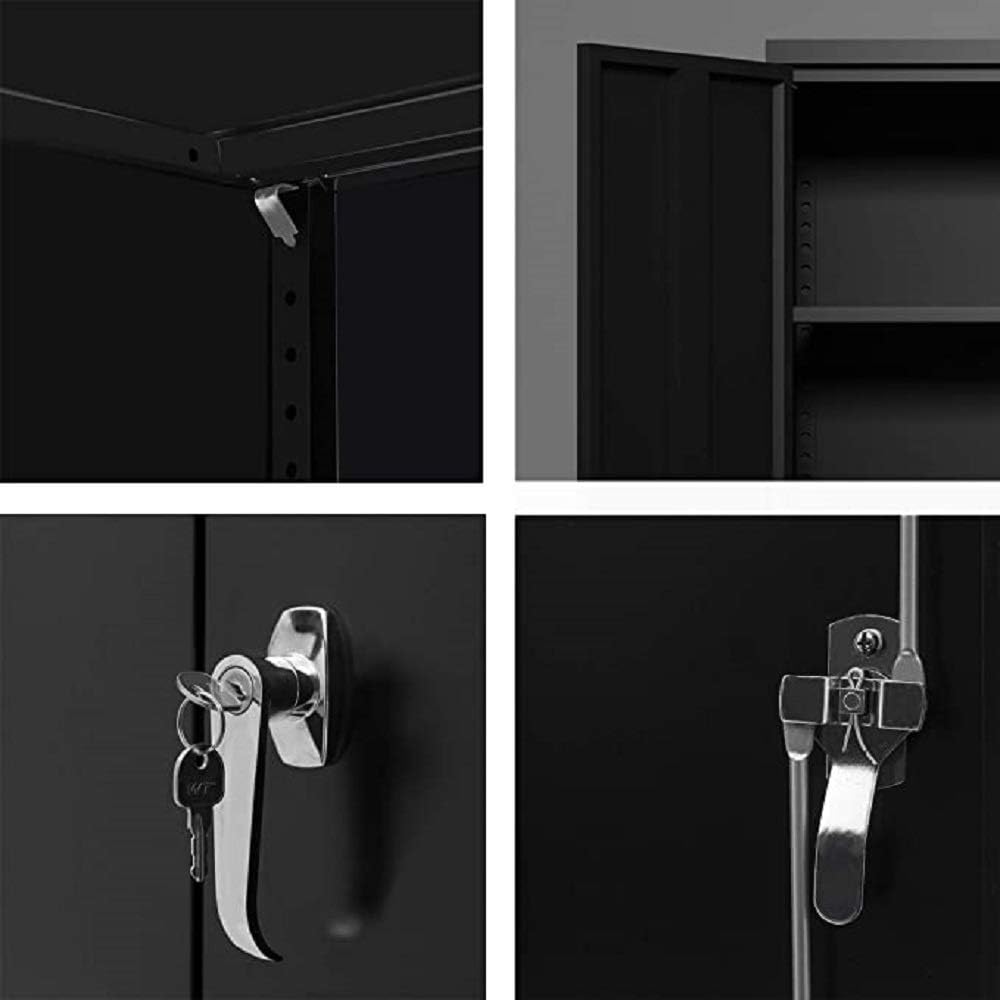 Large Space Steel Storage Cabinet with 4 Adjustable Shelves and Lock 2 Doors X476