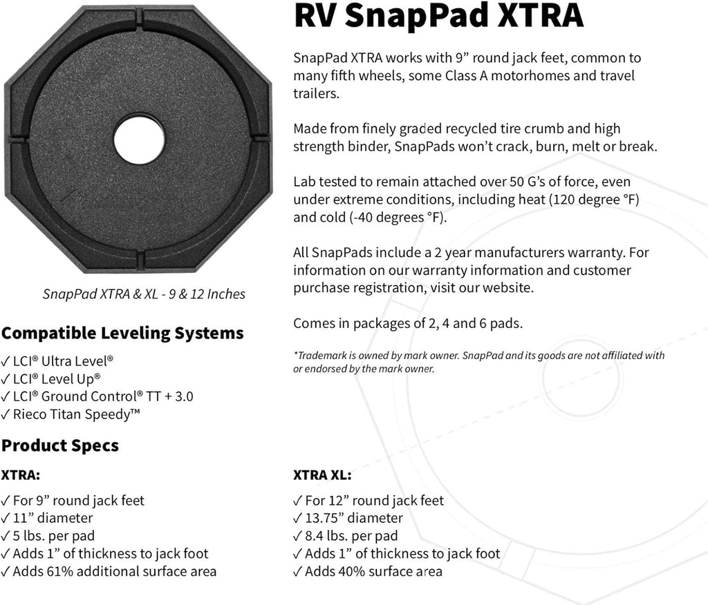 XL 4-Pack RV Leveling Jack Pad M973491