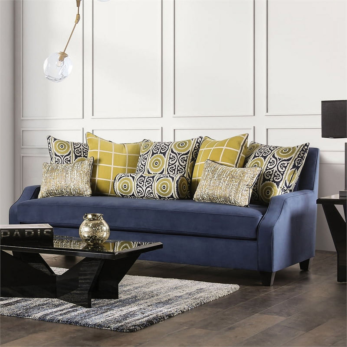 Navy Fabric Upholstered 2-Piece Sofa Set M33737