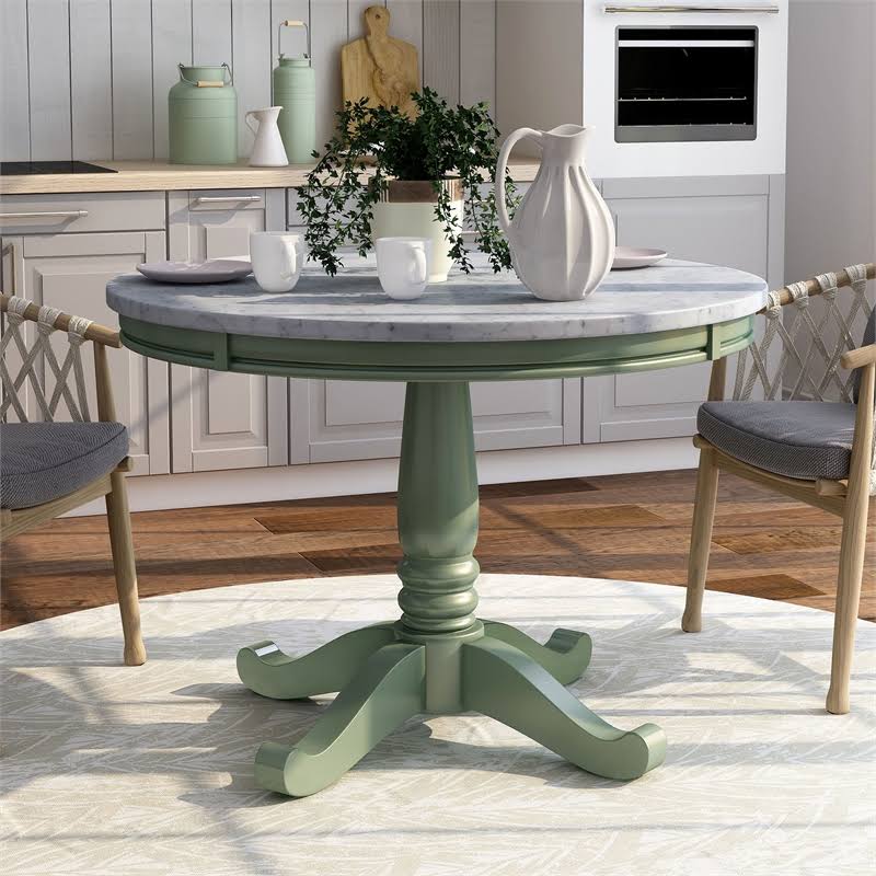 Olive Green and White Wood Dining Table H454901
