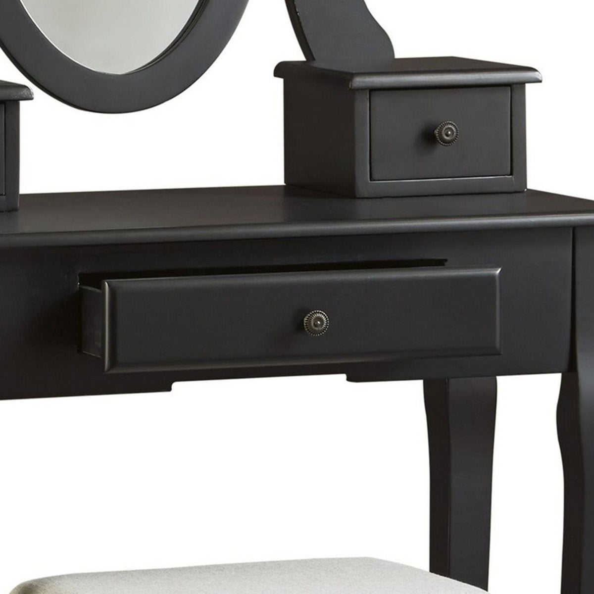 Black Wooden Vanity Set with Cabriole Legs W554014