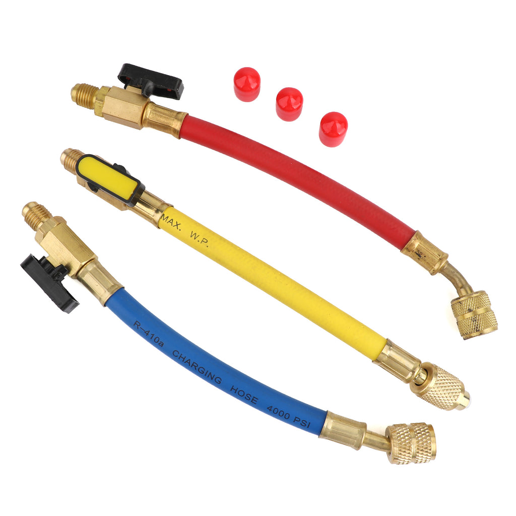 3x Manifold Gauge A/C Refrigeration Charging Hoses P345