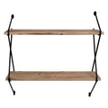 Industrial 2 Tier Metal Wire and Wood Wall Shelf X261