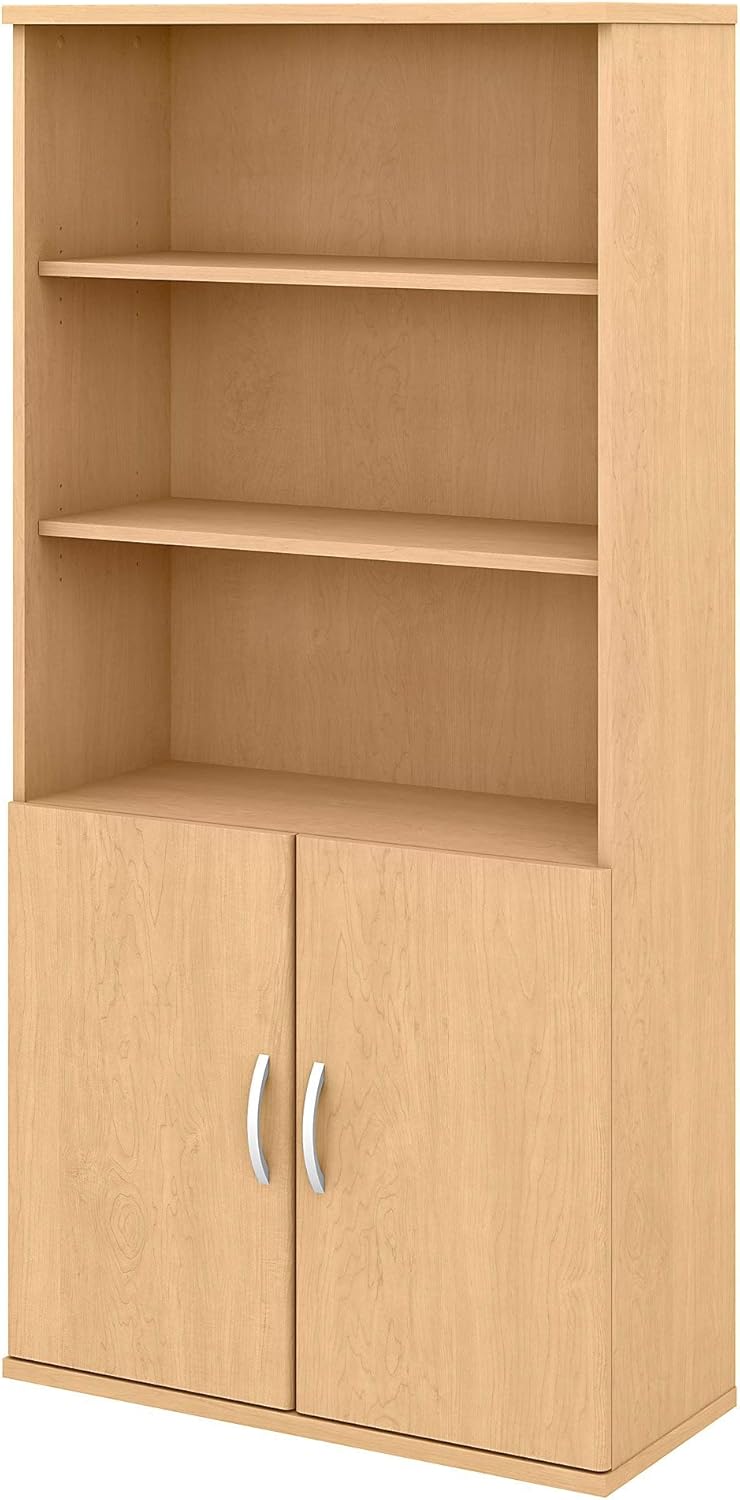 Storm Gray 5 Shelf Bookcase with Doors S4130