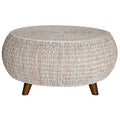 Low Round Wood Accent Table in Whitewashed Y252763